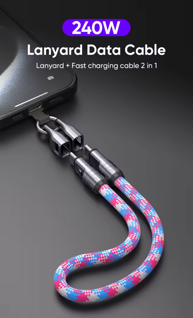 2 in 1 Lanyard Long Charging Cable